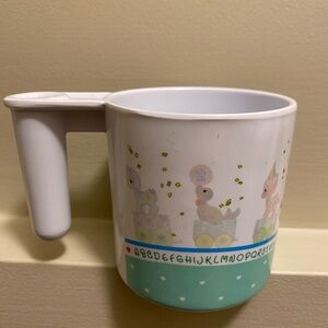Precious Moments Children's Animal Train Plastic Mug in White and Mint